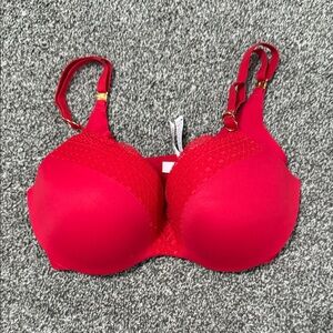 Victorias Secret Incredible Red Lace Push Up Bra 32DD